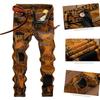 Męskie Retro Jeans Moda Osobowość Dziura Łatka Slim Proste Spodnie Jeansowe dla Mężczyzn Rozmiar Wtyczki 3 Kolory