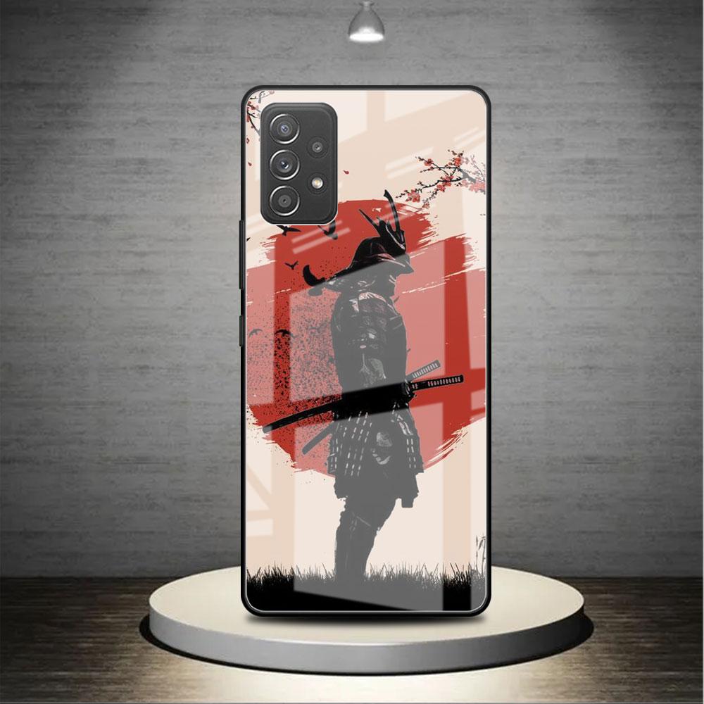 

Стеклянный чехол с пейзажными чернилами самурая для Samsung Galaxy A52 A71 A50 A51 A70 A21s A31 A72 A10 A12 A30 A22 5G, чехол для телефона Samsung A30