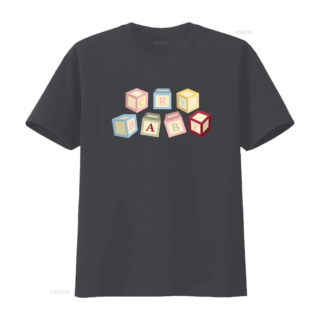 Melanie Martinez Cry Baby Alphabet Blocks Print T Shirt for Boys Vintage Washed Homme Soft Top For Everyday Wear Fashion