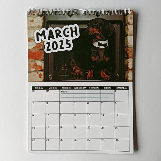 2025 Wall Calendar Cartoon Dog Print Wall Hanging Calendar Monthly Daily Planner Holiday