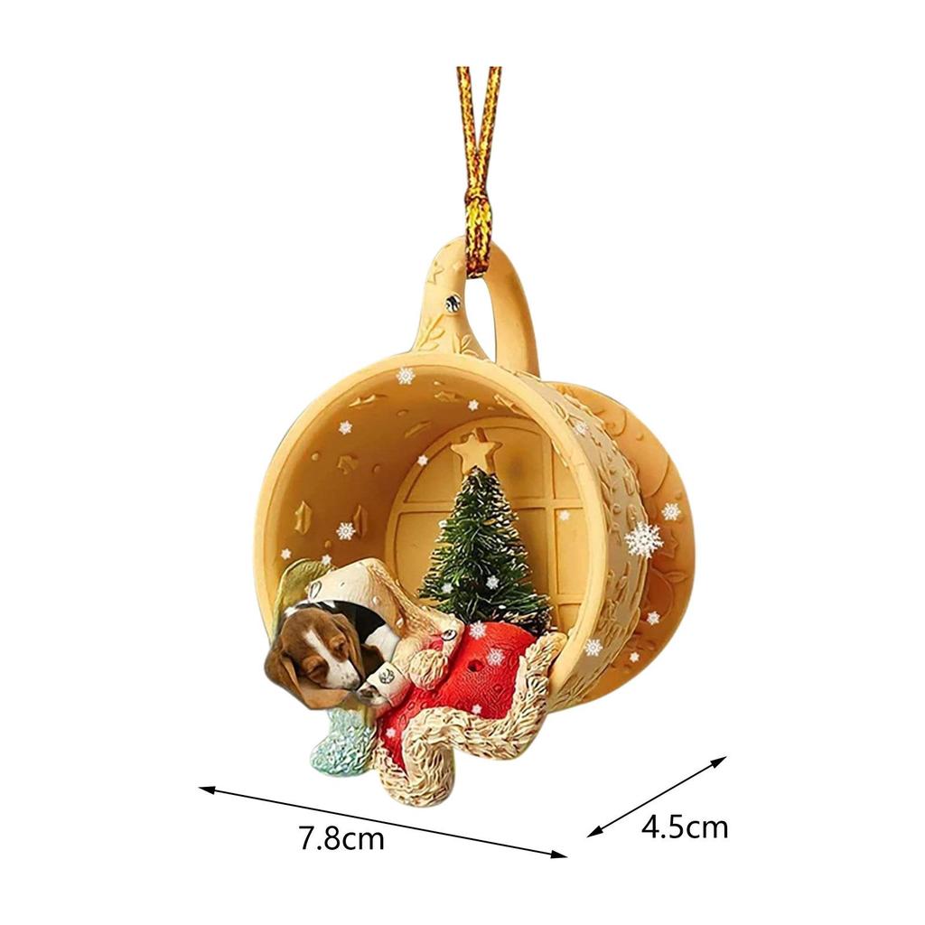 Christmas Dog Pendant Ornament Xmas Holiday Decor with Hats Car Interior Hanging Ornament for Christmas Bag Party Decorations