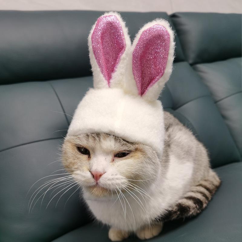 Easter Pet Costume: Shiny Rabbit Ears Hat for Cats and Dogs