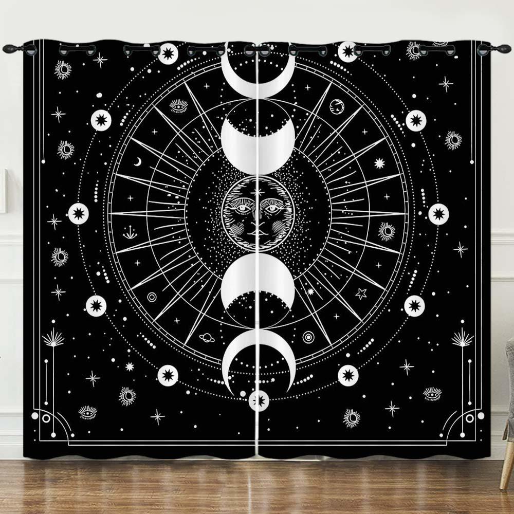 Curtains Good Night Series Moon Starry Sky Sunshade Digital Printing Blackout Curtain Free Of Punching