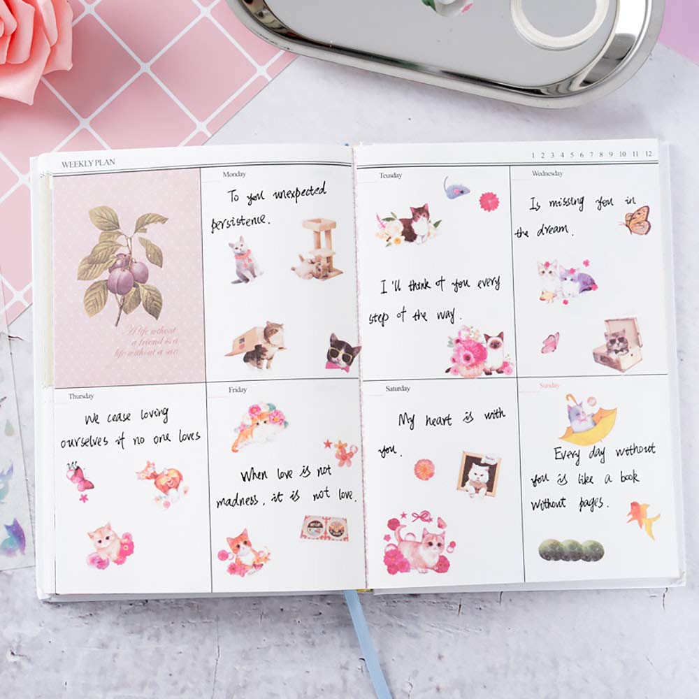 moin moin 12 Sheets of and Flower Stickers Decorative Calendar 2008sl52 Animal, Cat, (Washi Paper) / Reward, Schedule, Planner, Album, Letter, (Cat