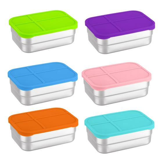 Food Storage Containers With Lids Stainless Steel Snack Box Leak-Proof Stackable Meal