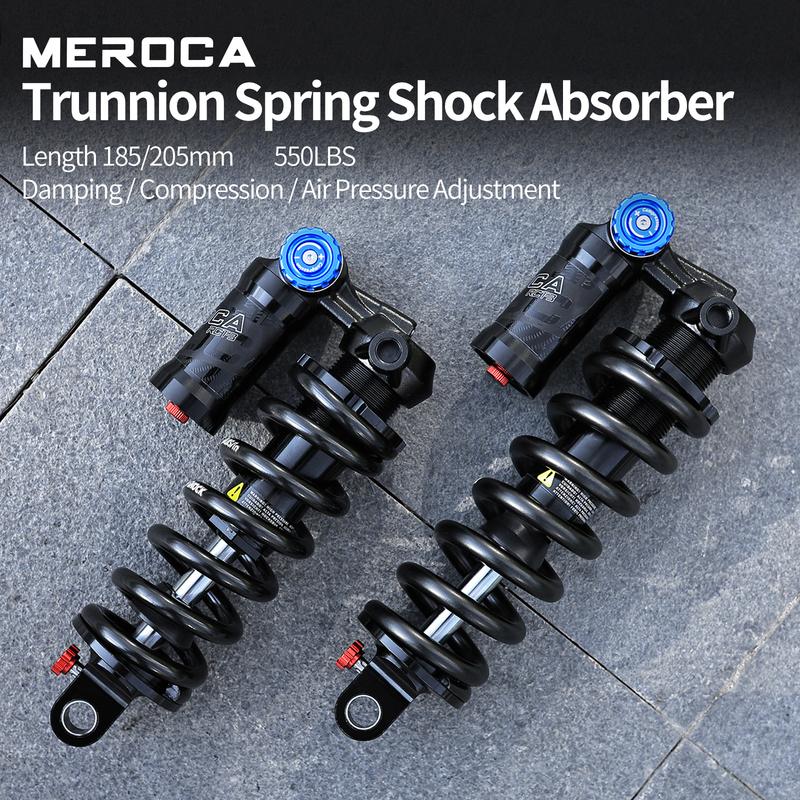 RCT3 Bicycle Trunnion Mount Rear Shock 185/205mm Coil Spring Shock 550LBS MTB Soft Tail Bicycle Rear Shock Absorber
