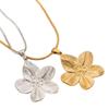 Vintage Stainless Steel Flower Pendant Necklace for Women Gold Plated Floral Metal Snake Chain Necklace Aesthetic Jewelry Gifts