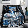 1PC Blue Diamond Emblem Custom Name Patterned Flannel Blanket Suitable For All Seasons For Home Decor Warmth And Comfort Gifts Holiday Present