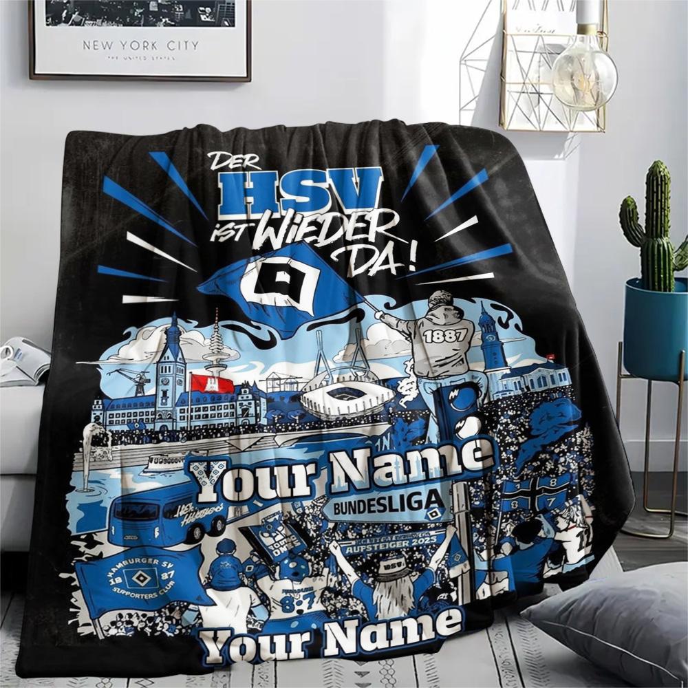 1PC Blue Diamond Emblem Custom Name Patterned Flannel Blanket Suitable For All Seasons For Home Decor Warmth And Comfort Gifts Holiday Present