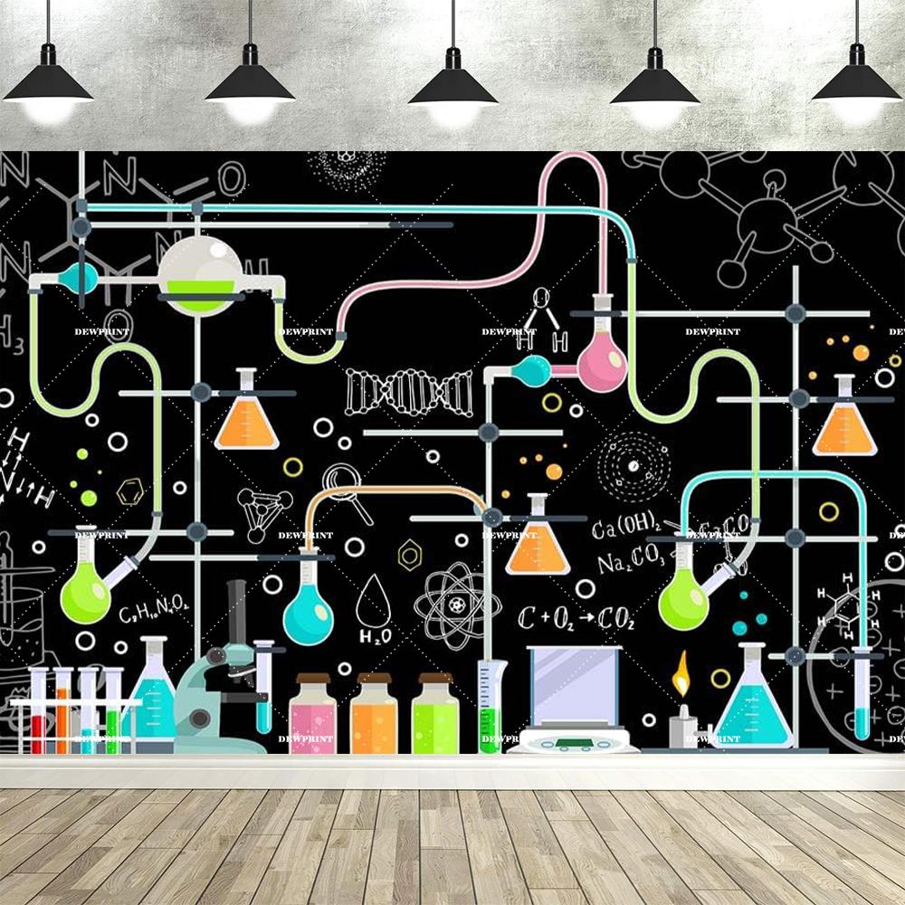 Dewprint Science Themed Background Banner for Chemistry Math Geometry and Physics Back to school Party Decoration Banner