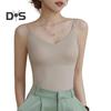 Women Underwear Adjustable Shoulder Straps Elastic Bottoming Vest with Chest Pad Traceless Design Ice Silk Tank Vest