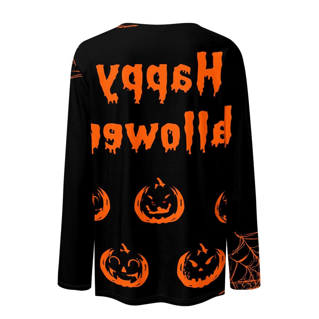 Women's Fashion Casual Long Sleeve Halloween Print Pullover Sweatshirt Crew Neck Top Comfortable Fit Seasonal Style