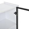 Moderner LED-Ausstellungsschrank Höhe 120cm mit LED-Beleuchtung, Wohnzimmerschrank mit Glastüren und Falttür, Spanplatten-Ausstellungsschrank, Weiß