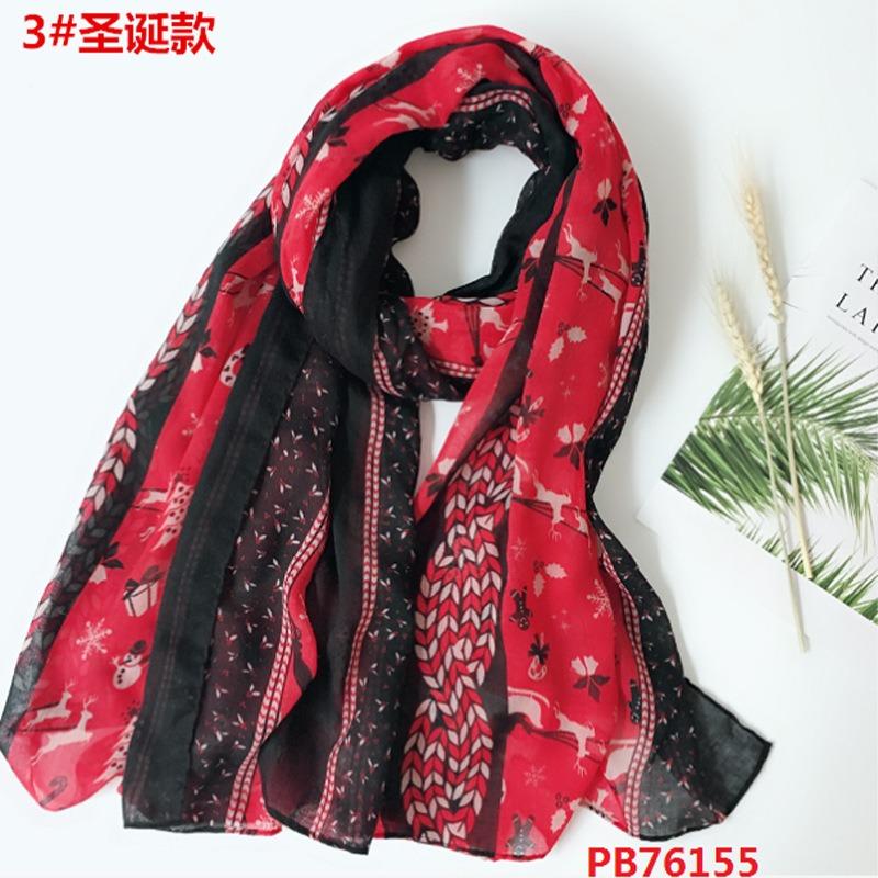 Christmas red and green snowman print Bali yarn scarf medium and long sunscreen beach towel pattern scarf