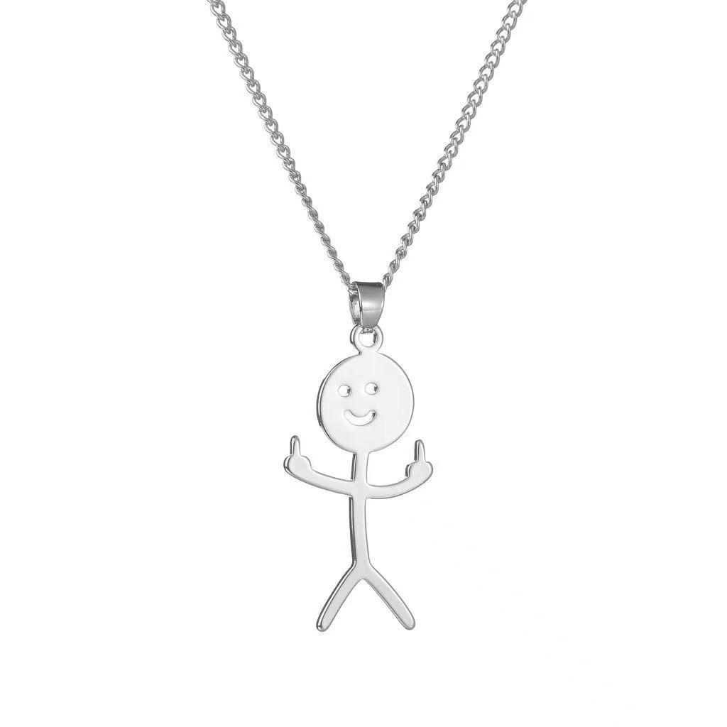 

Personalized, fashionable, trendy matchstick necklace, cute pendant for couples, men and women серебряный