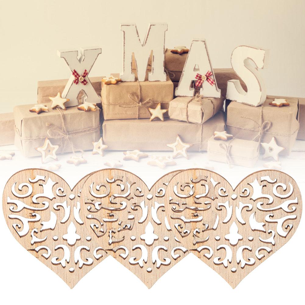 10pcs Hollow Love Hearts Shape Wooden Art Craft Decoration for Home Wedding