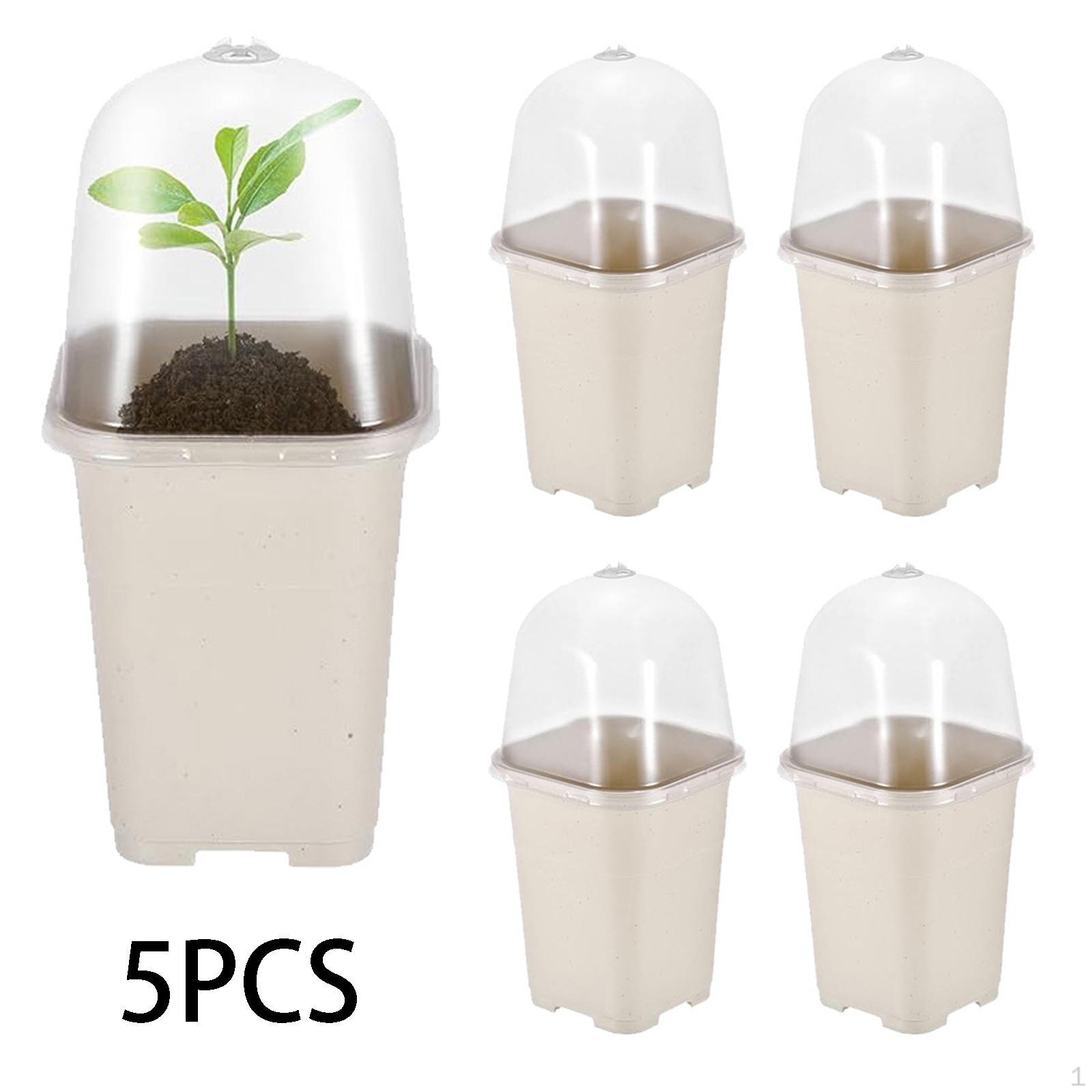 

5Pcs Flower Pot Plant Nursery Pots Gardening Tool Starting Drainage Hole Humidity Dome білий