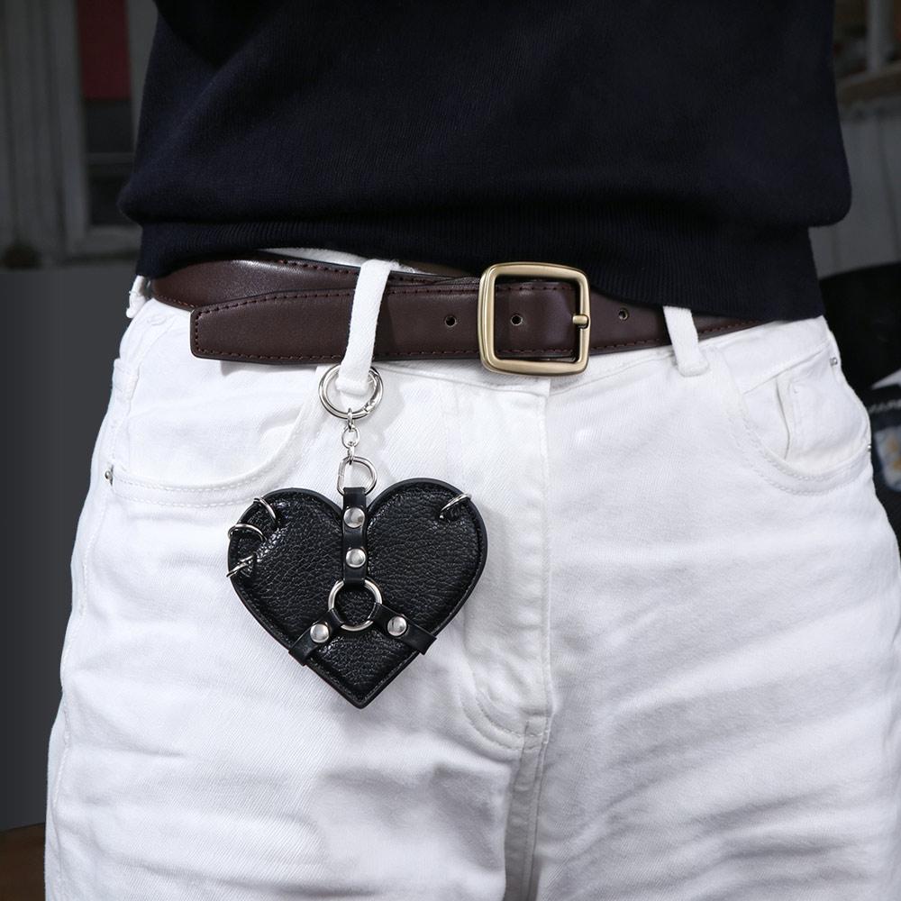 Portachiavi a Forma di Cuoio Punk Gotico Ciondolo per Borsa Creativo Borchie Cuore Fascino per Borsa Accessorio da Appendere
