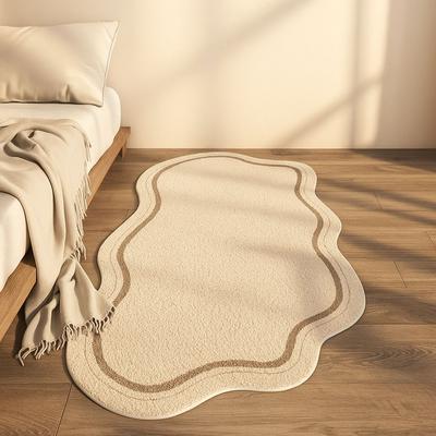 Comfortable Cream Style Bedroom Rug Soft Absorbent Irregular Carpet Non-Slip Minimalist Area Rugs Dormitory