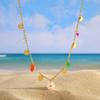 Gold Plated Stainless Steel Necklaces for Women,Colored Beads Flowers Heart-Shaped Necklace,Rolo Chain Choker,Chic Jewelry Gift