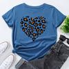 Zomer Dames Bedrukte Luipaardprint Hartvormige Losse Ronde Hals Puur Katoen Korte Mouw T-shirts Dames
