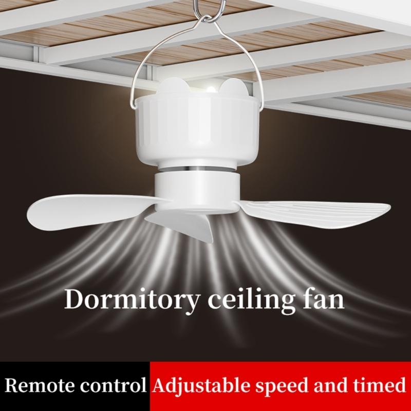 Compactly DC5V Hanging Fan Remote Operated 3Wind Gears Ceiling Fan Quiet Cooling For Home Camping Bed Tent Space