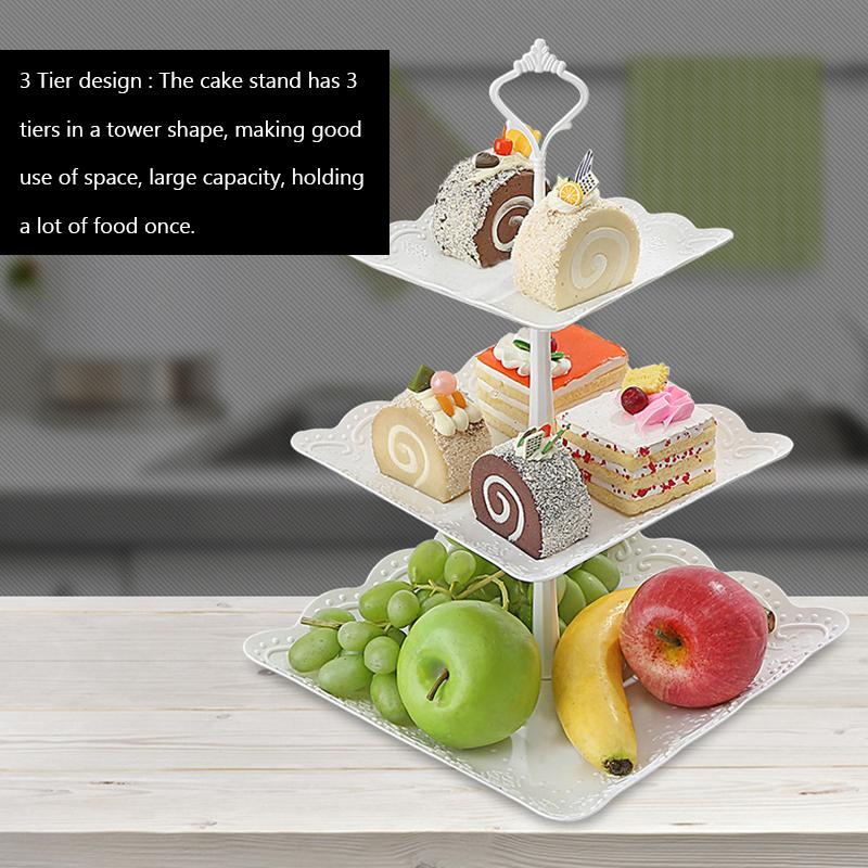3 Tier Cake Stand Afternoon Tea Wedding Plates Party Tableware Xmas Brithday Cakes, Desserts, Cookies, Fruit Tray