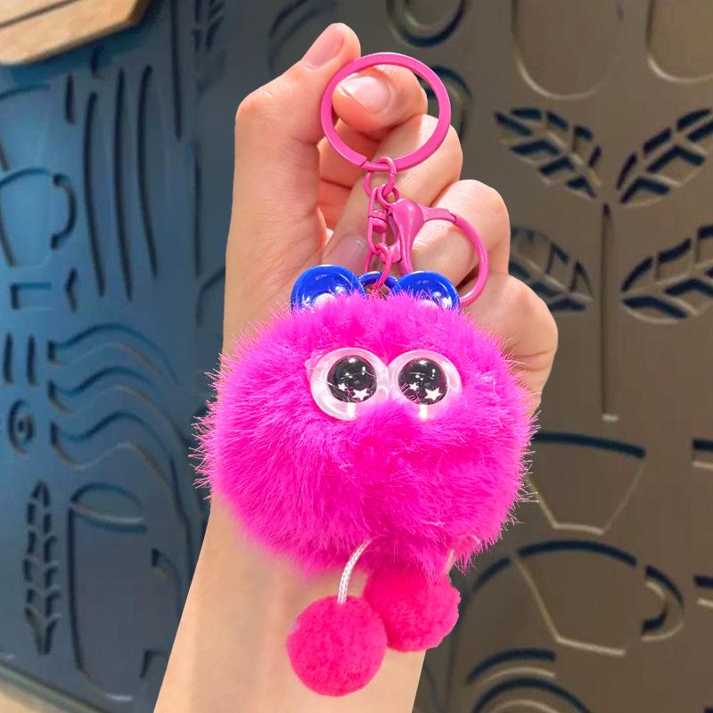 Starry Eyes Rabbit Plush Keychain – Cute Portable Doll Pendant for Girls