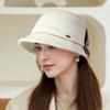 Autumn and Winter Elegant Thickened Polished Cotton Basin Hat Women's Big Head Circumference Outdoor Windproof Face Small Warm Fisherman Hat