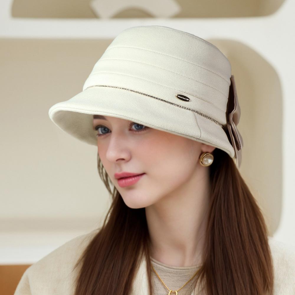Autumn and Winter Elegant Thickened Polished Cotton Basin Hat Women's Big Head Circumference Outdoor Windproof Face Small Warm Fisherman Hat