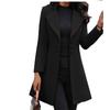 Abrigo de lana para mujer, de color liso, fino, con solapa larga, estilo europeo y americano, para otoño e invierno