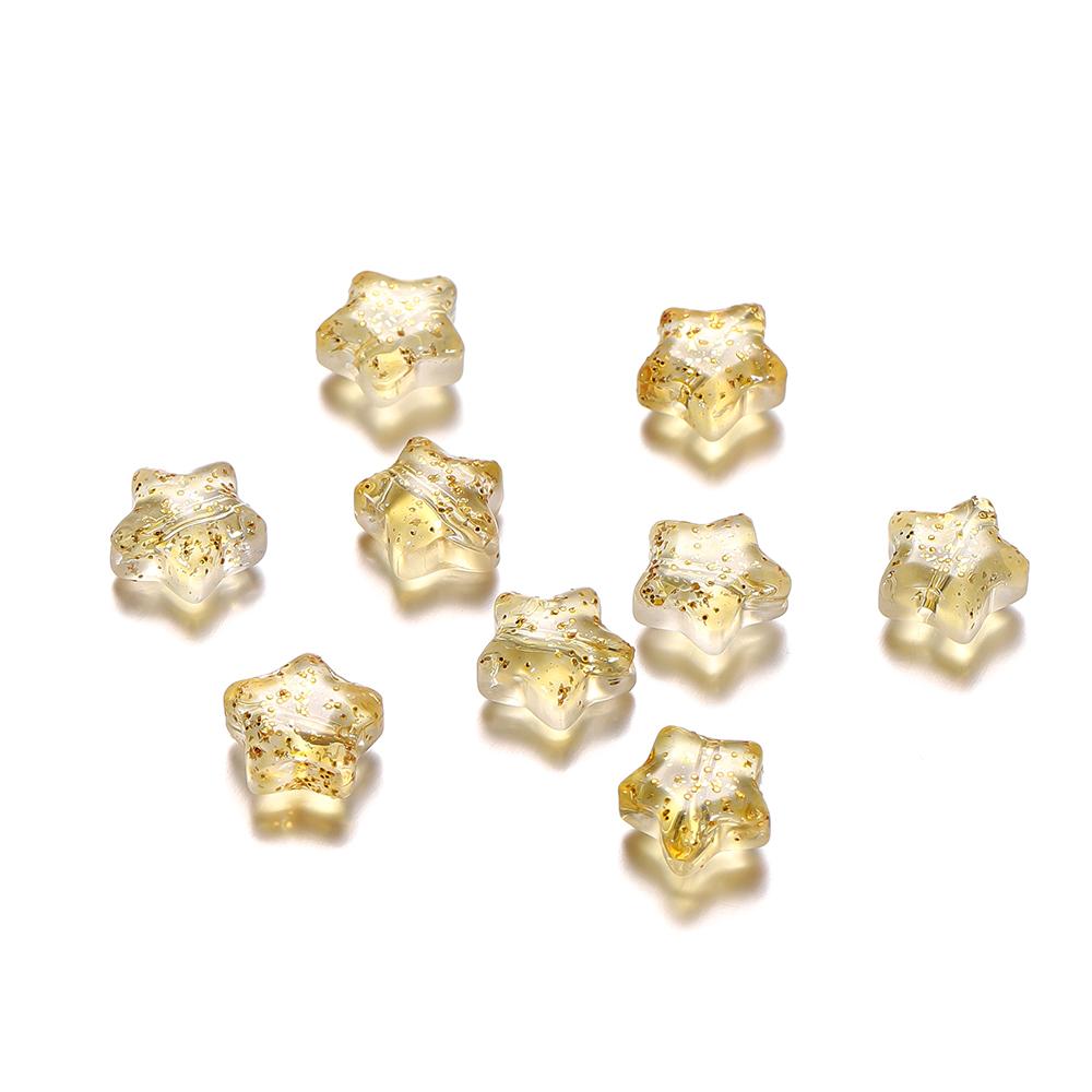 30pcs 8mm Colorful Five-pointed Star Glass Beads Loose Spacer Beads for DIY Handmade Jewelry Making Bracelet Accessories
