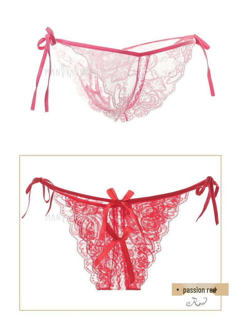 Seductive Japanese Lace Open Crotch Panties Set