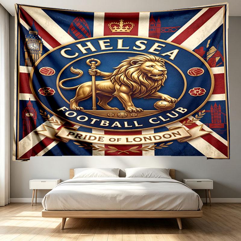 Chelsea FC Print Tapestry - Portable Wall Decor Cloth, for Home, Dorm, Travel, Bedroom, Living Room - Ideal Birthday Housewarming Gift