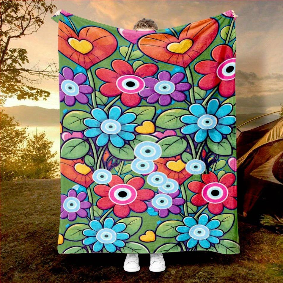 Easter Bunny Bliss Blanket Cozy Flannel Throw for Spring Celebrations AllSeason Comfort Festive Joy Gift Size: 75*100cm, Weight: 230 GSM