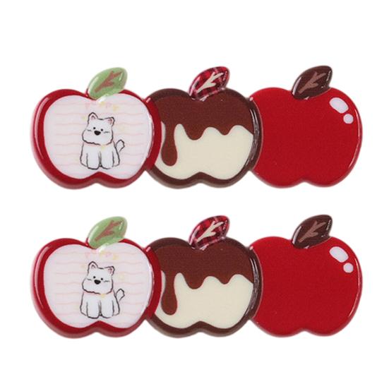 

2Pcs Girl Hairpin Plaid Design Childlike Fruit Shape Acrylic Hair Clips Side Bang Hair Pin New Year Hair Accessories C