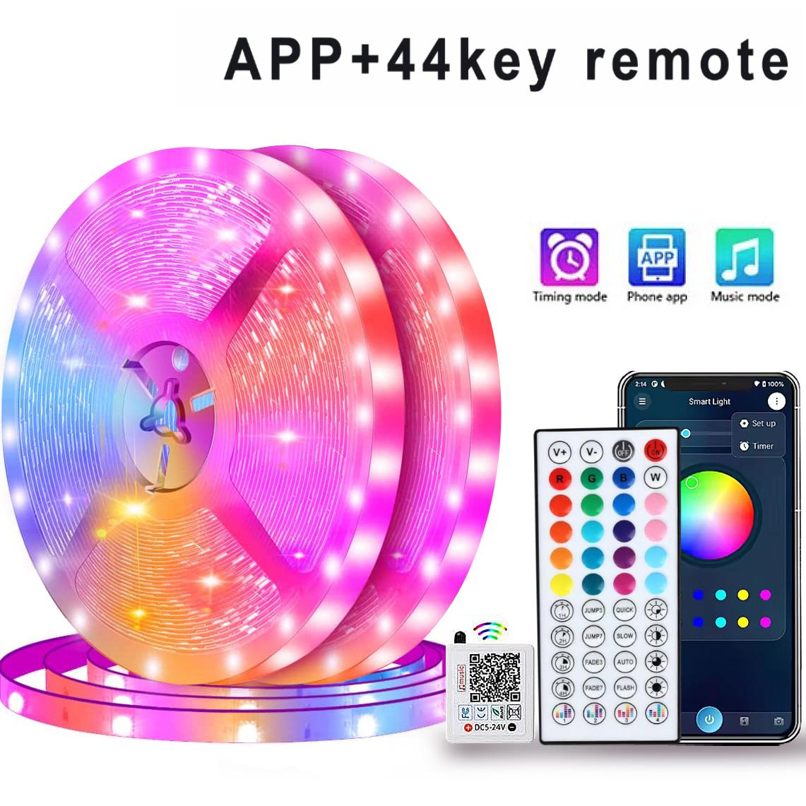

RGB светодиодное освещение для комнаты, светодиодная лента с синхронизацией музыки, приложение и пульт дистанционного управления, гибкая лента для домашнего телевизора, подсветка диодами EU Plug&3m