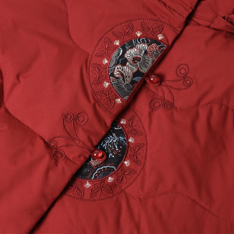 Plus Size Middle Age Women's Winter Down Jackets Hooded Thick Warm Embroidery Down Coats Woman Outerwears