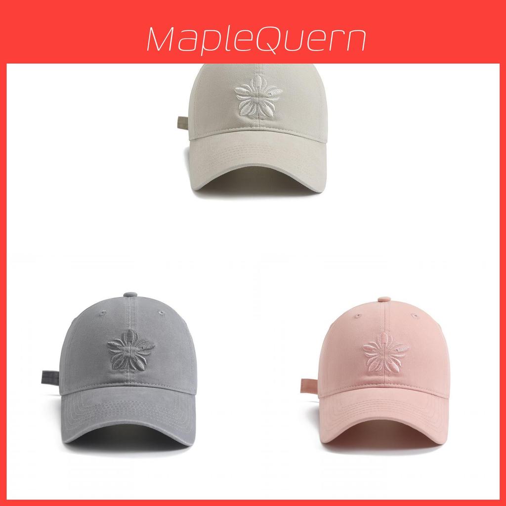 Snow Lotus Embroidered Cotton Baseball Cap With Sun Protection For Casual Women