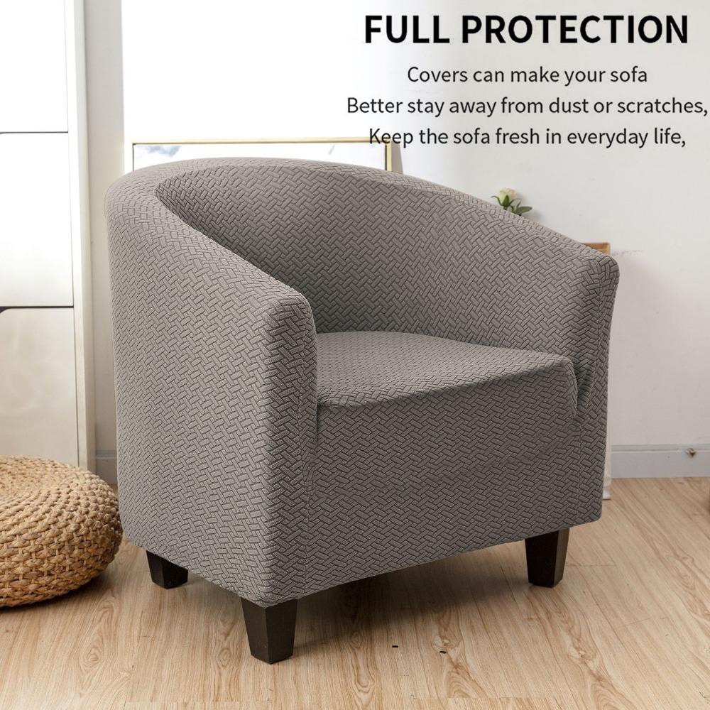 

Slipcover Long Plaid Jacquard Fully Elastic Sofa Cover Club Leisure Stretch Couch Protector 1pc сіро-коричневий