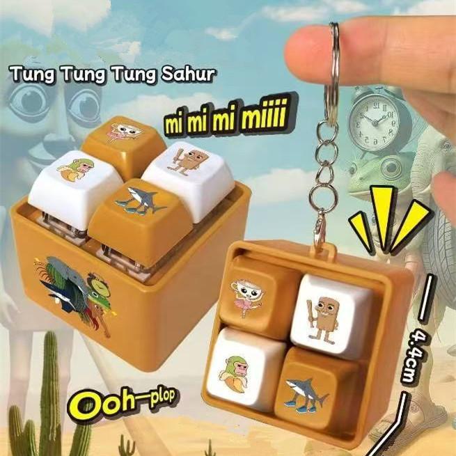 Fashnics Light Italian Brainrot 4-Key Keyboard Fidget Toy Tungtungtung Sahur Sound And Toys Keychain For Stress Relief Office Key Chain