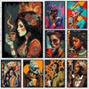 Stylish Black Woman with Coffee Canvas Art  Modern Wall Decor for Cafe Dining Room  Home  Fashionable Mural Prints  Posters