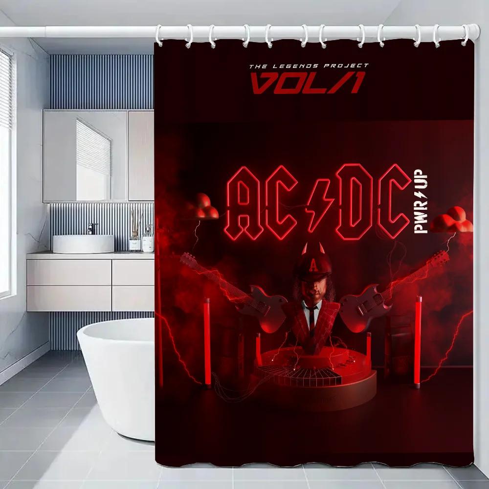 

Rock-ACDC Shower Curtain for Bathroom Accessories Folding Partition Bath Curtains Bedrooms Waterproof Fabric Things the Set Ho 120x180cm