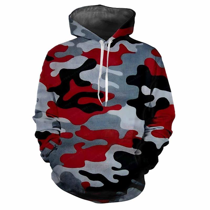 Jungle Camouflage Printed Hoodie Men Spring Autumn Street Sweatshirt Loose Casual Outdoor Sports Top Long Sleeve Hoodies