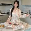 New ice silk pajamas women's spring new long-sleeved trousers high-end small floral loungewear set