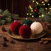 9Pcs Flocking Hanging Christmas Balls Embossed Festive Hanging Decorations  Home Mantel Decoration