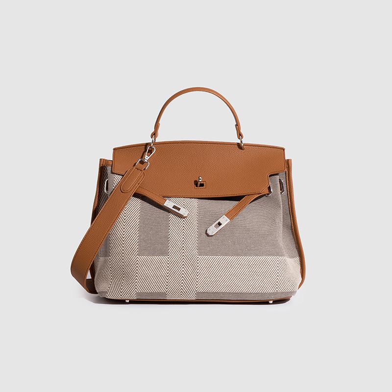 

2024 Ретро Холщовая и Кожаная Женская Сумка через Плечо - Большая Вместимость, Мягкая и Стильная