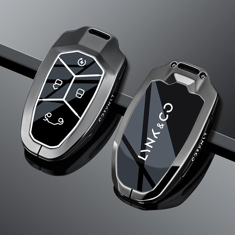 

Lynk & Co 06 Car Key Cover Metal Shell for 2024 Models 01/02/03 with Stone Pattern Design and Buckle.