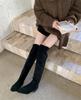 Over-knee women's boots 23 autumn and winter thick heel strap-up high elastic boots 3cm suede flat-bottomed knight boots