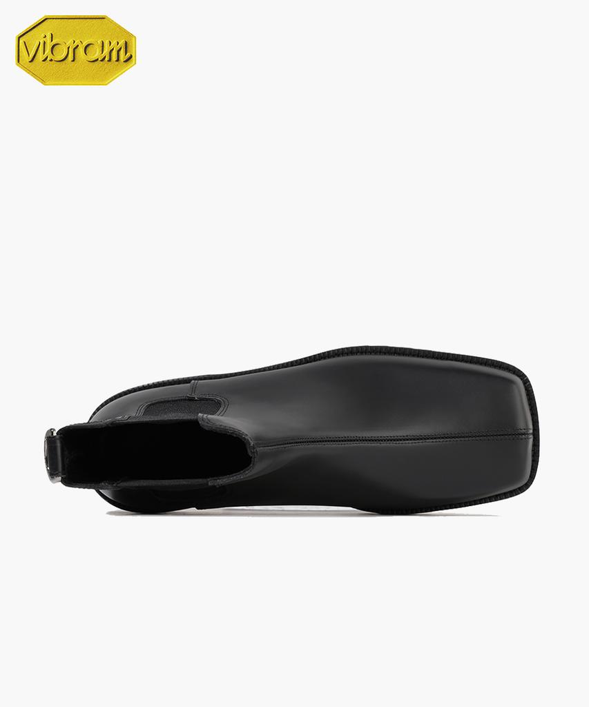 Firenze Atelier [Vibram] Center Cut Square Toe Walker Sole Chelsea Boots 5706 [Black Fg]